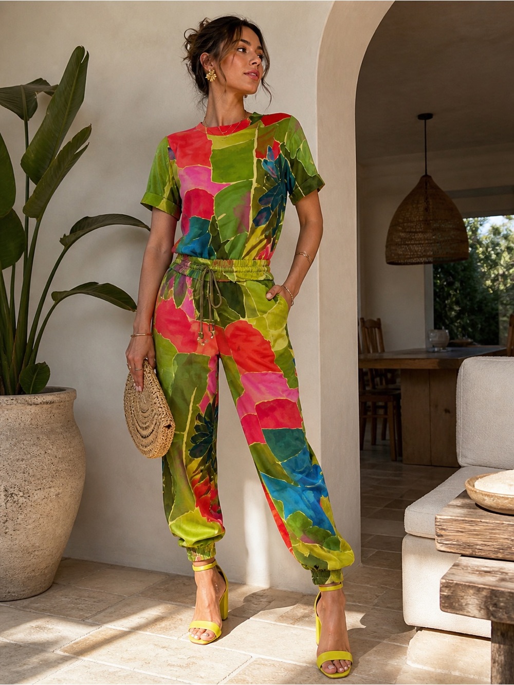 FARM Rio Tropical Floral Jumpsuit Colorful Resort Vacation Statement Piece